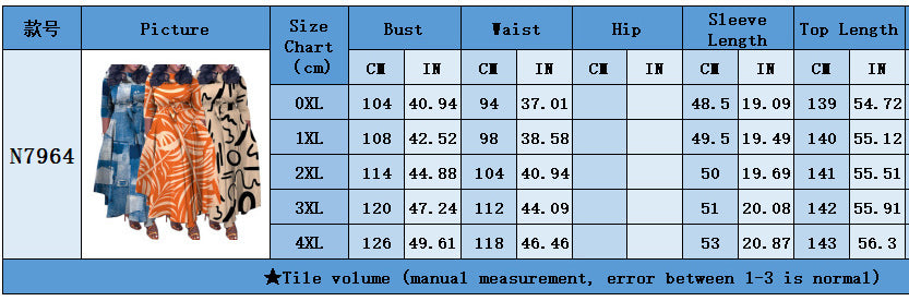 Women's Spring Fashion Chic Printed Long Sleeve African Plus Size Maxi Dress 11