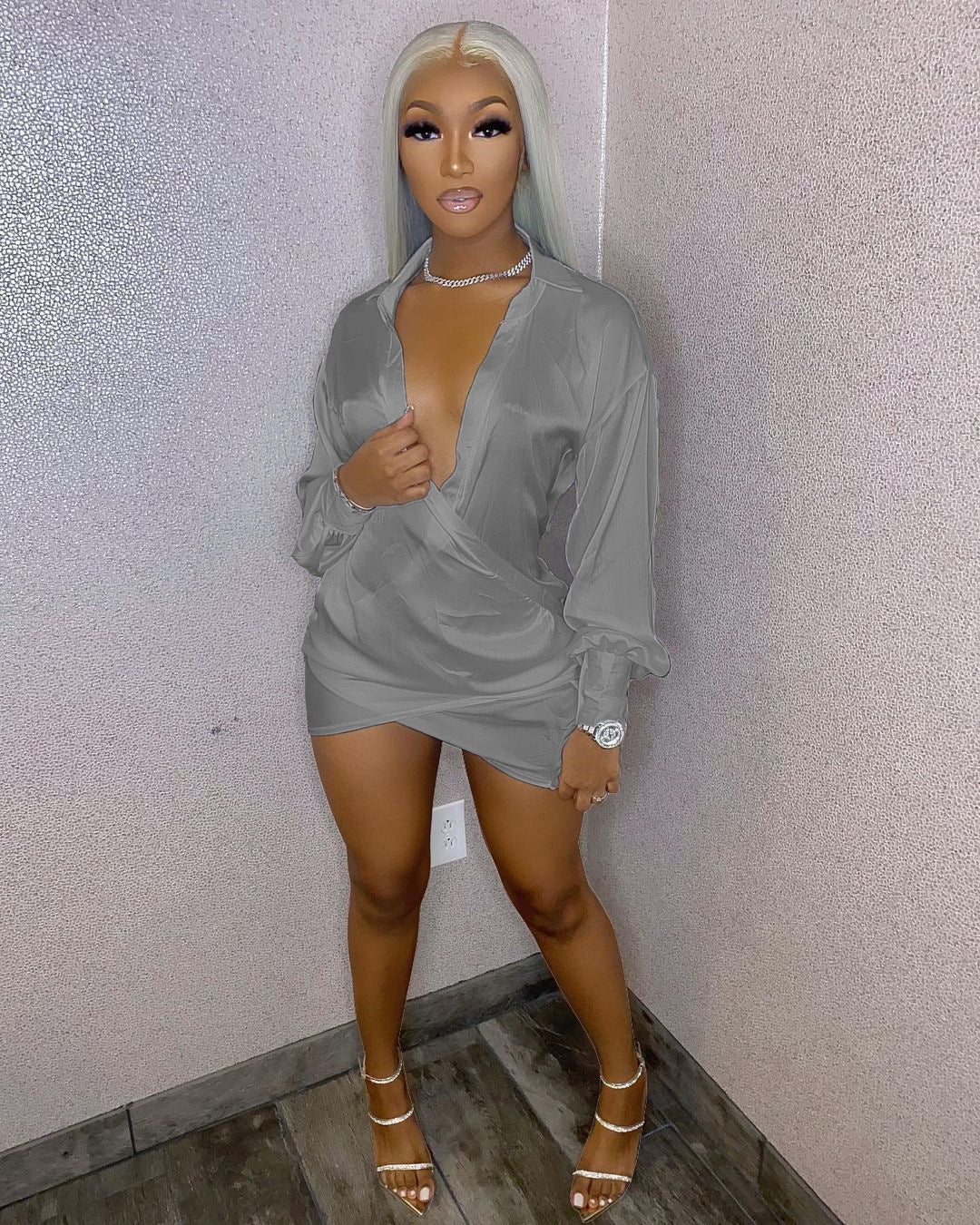 Women's Clothes Sexy Nightclub Deep V Low Cut Dress 5