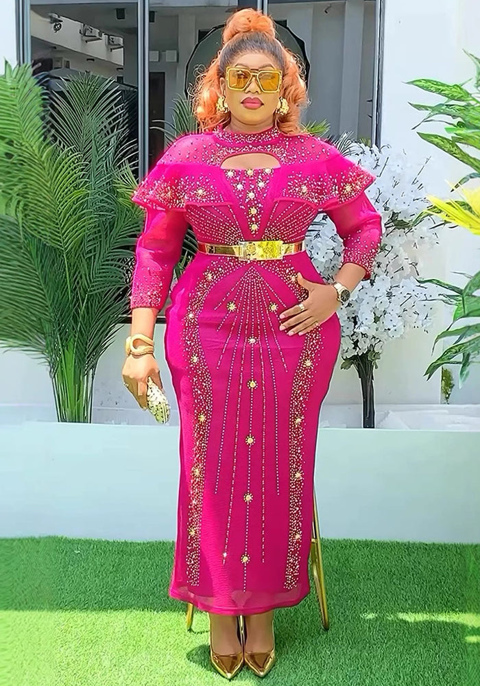 Plus Size Women African Beaded Bodycon dress