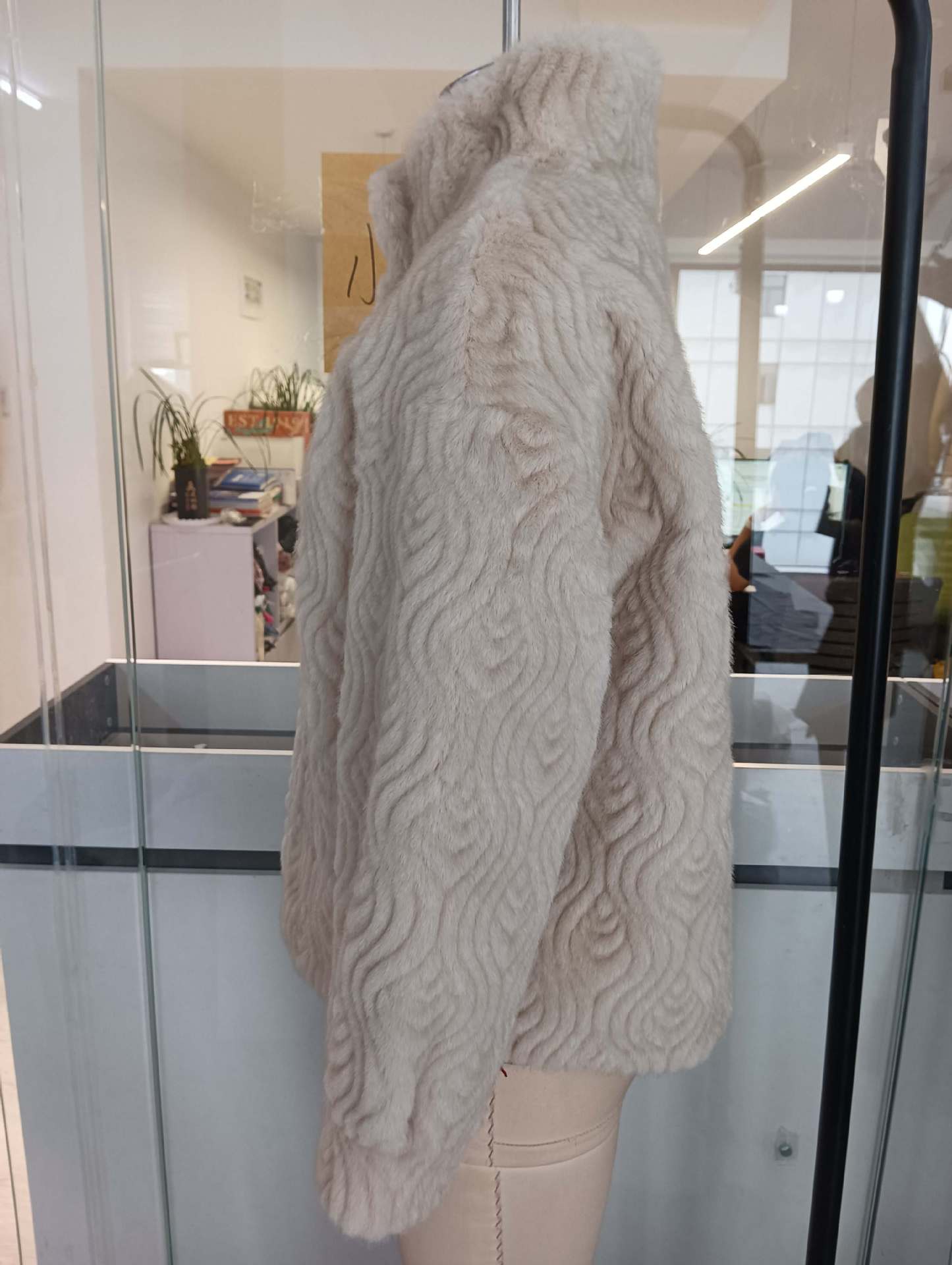 Autumn Winter Ribbed High Neck Long Sleeve Warm Women's Fur Coat Fashion Outerwear 9