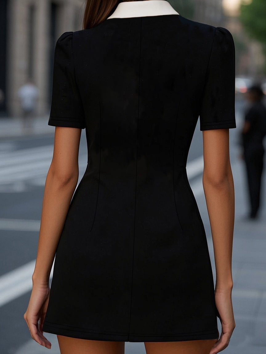 Women's Summer Chic V Neck Trendy Black Dress 3