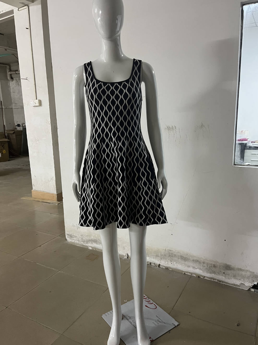 Spring Summer Contrast Sleeveless A-Line Knitting Dress 6