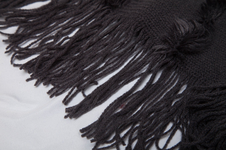 Women Fall and winter shawl Solid hooded knitting cape shawl sweater 23