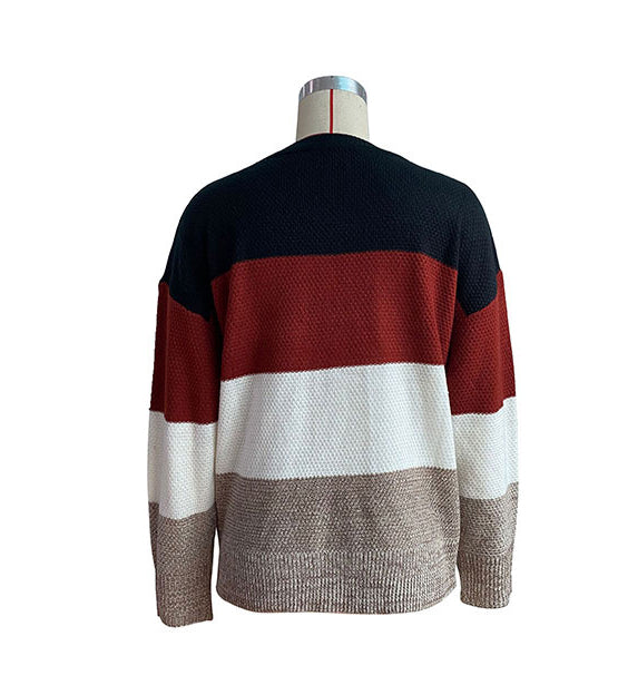 Women Autumn Long Sleeve Color Block Sweater 11