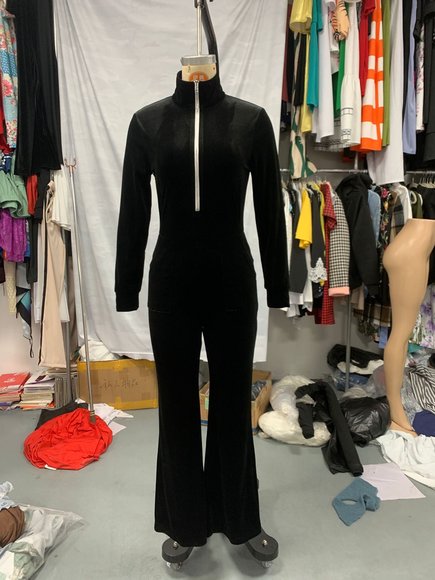 Spring & Autumn Fashion Long-Sleeve Zipper Pocket Jumpsuit 11