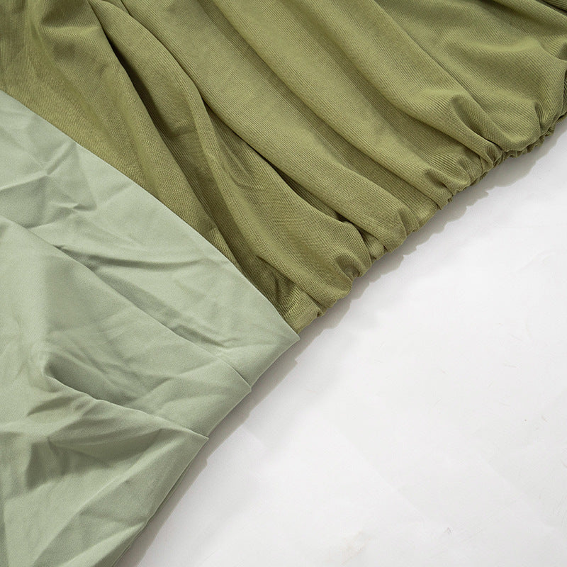 Women Summer Off Shoulder Long Sleeve Cut Out Patchwork Dress 19