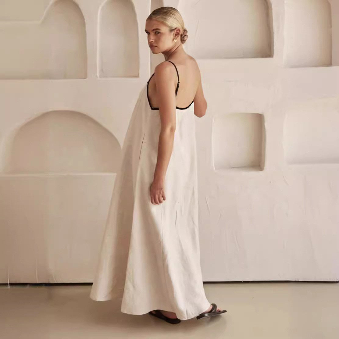 Spring Summer Women's Fashion Casual Strap Dress With Pockets 5