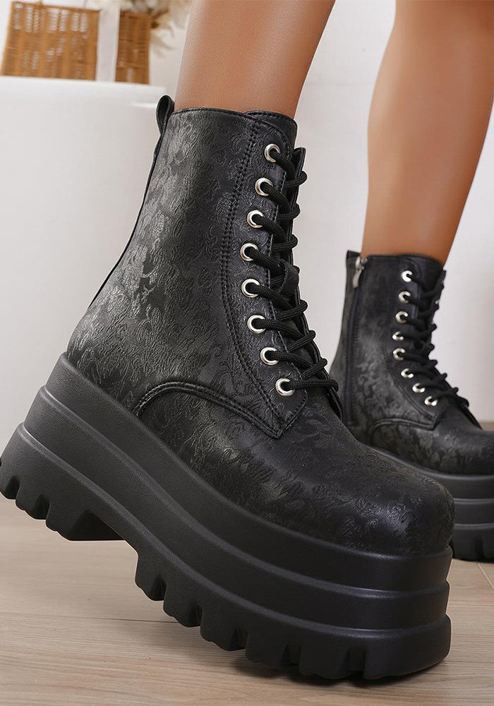 Plus Size Thick Sole Casual Solid Color Leather Boots British Style Retro Fashion Martin Boots