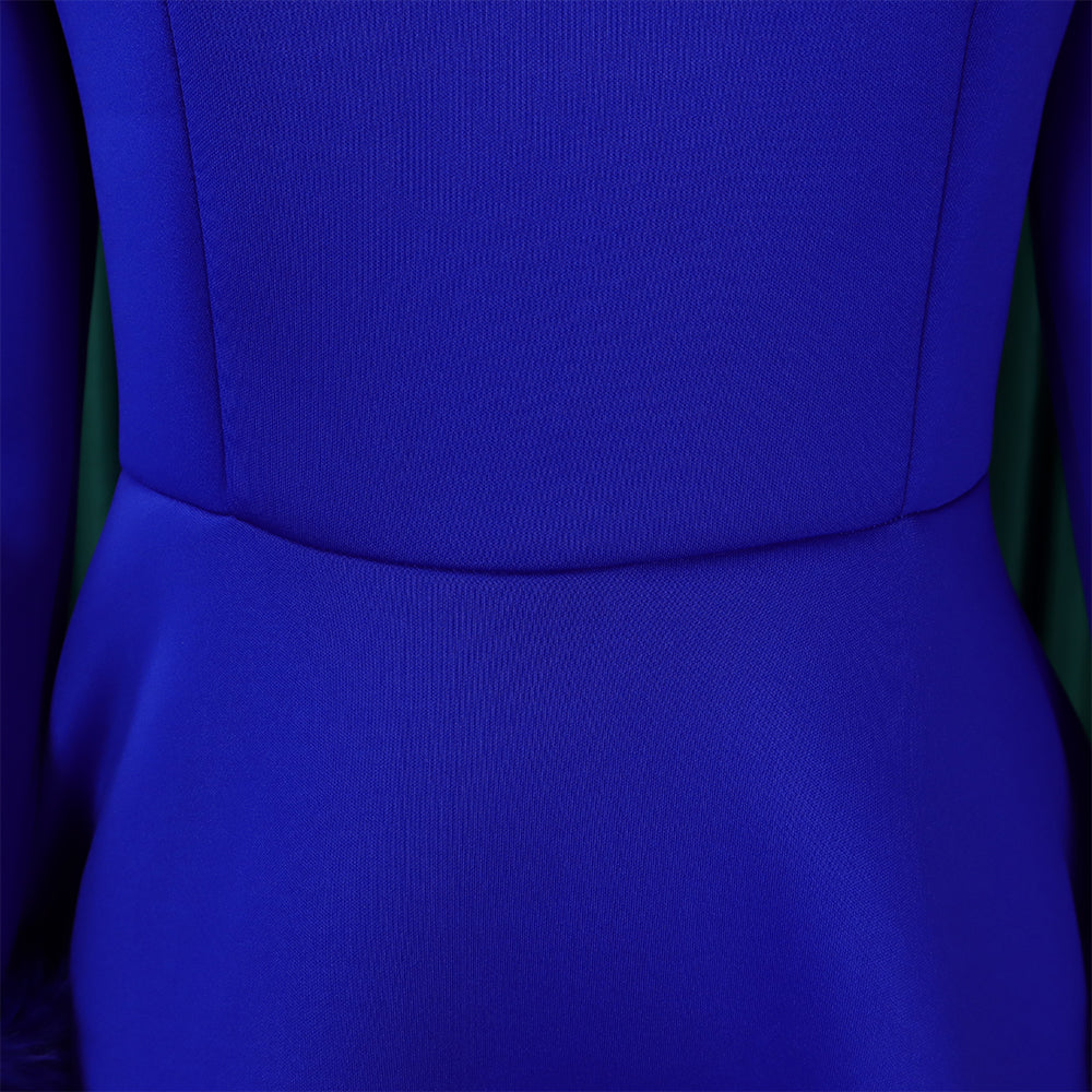 Winter Chic Elegant Fur Decorated Long Sleeve A-Line African Party Dress 30