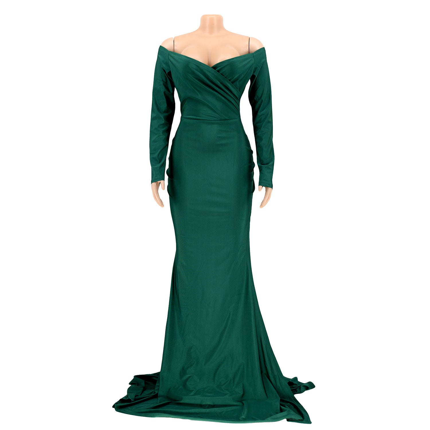 Green Sexy Sweetheart Long Sleeve Slit Mermaid Evening Dress 5