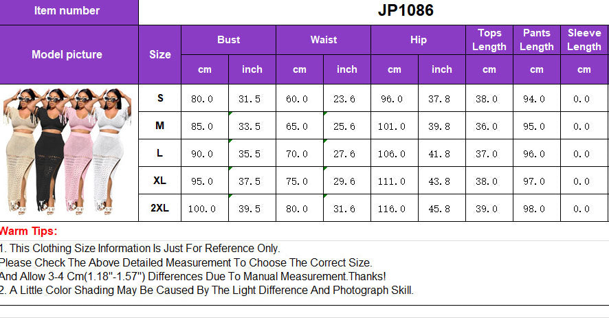 Ladies Casual Sexy Split Woolen Crochet Knitting Tassel Two-Piece Set 17