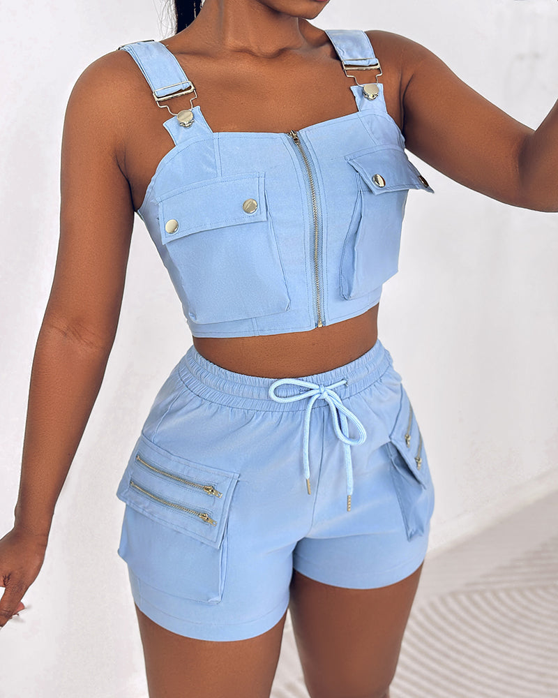 Women Tank Top and Cargos Shorts two-piece set 5