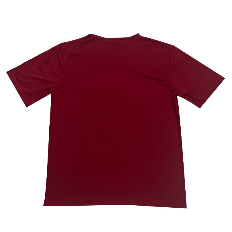 Men's Solid Button Stand Collar Short Sleeve T-shirt 27