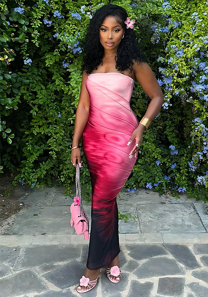 Summer Fashion Chic Elegant Floral Print Sleeveless Long Dress