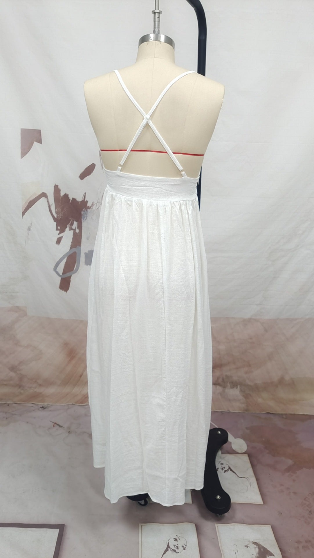 Summer Ladies Mid Straps Loose Dress Holidays Style Beach Dress 12