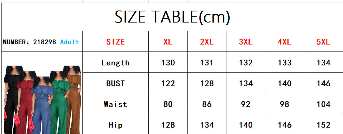 Plus Size Women's Ruffled Off Shoulder Jumpsuit 16