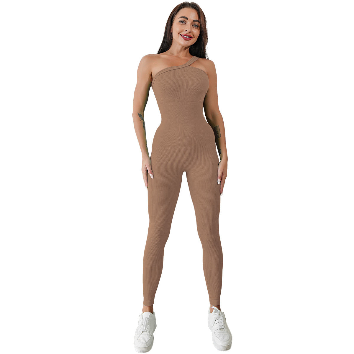 Quick-Drying Ribbed Yoga Jumpsuit One-Piece Sleeveless Stretch Tight Fitting Romper 9