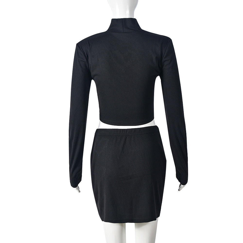 Rhinestone Heart Hollow Crop T-Shirt Short Skirt Fashion Casual Two Piece Set For Women 9