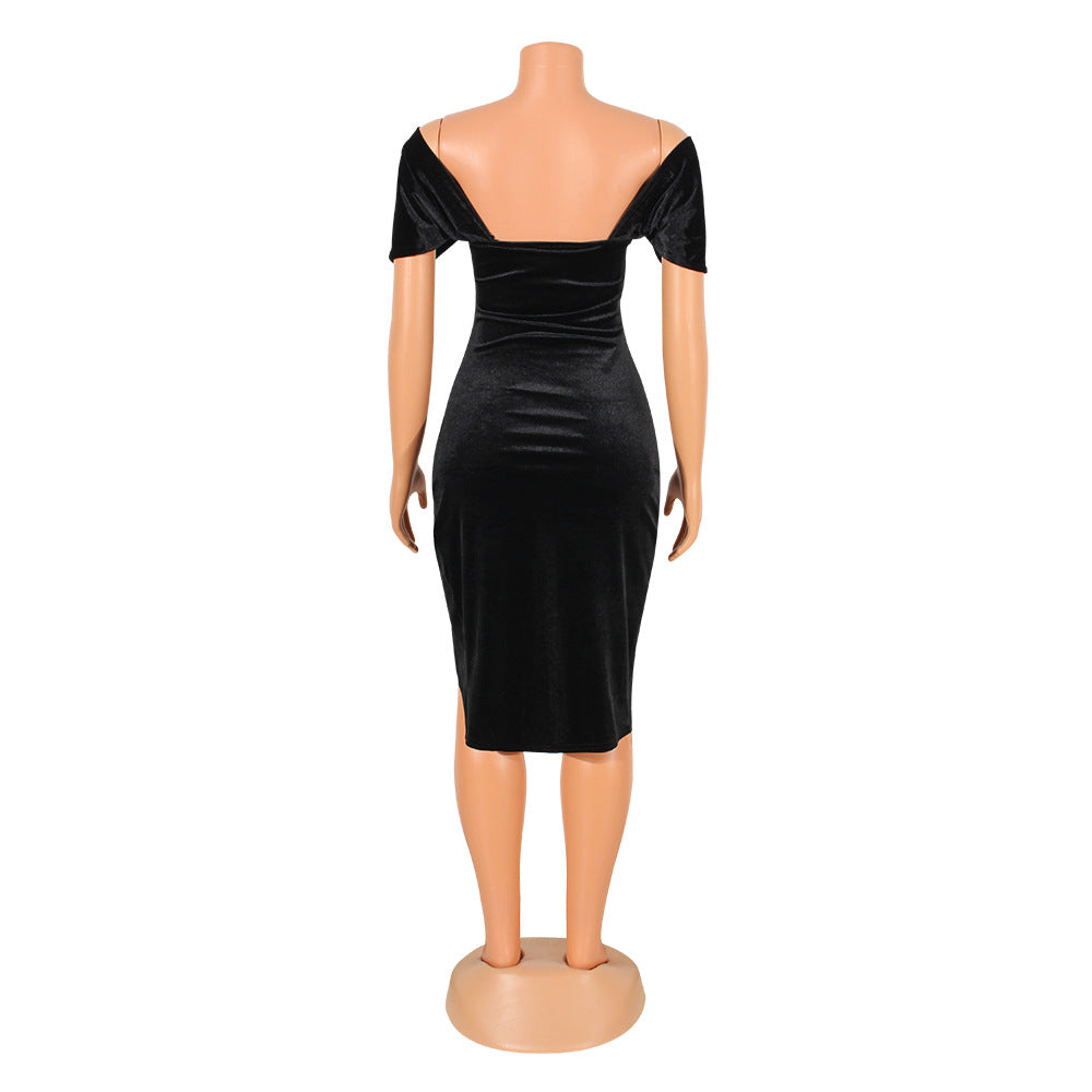 Women Sexy Off Shoulder Irregular Dress 13