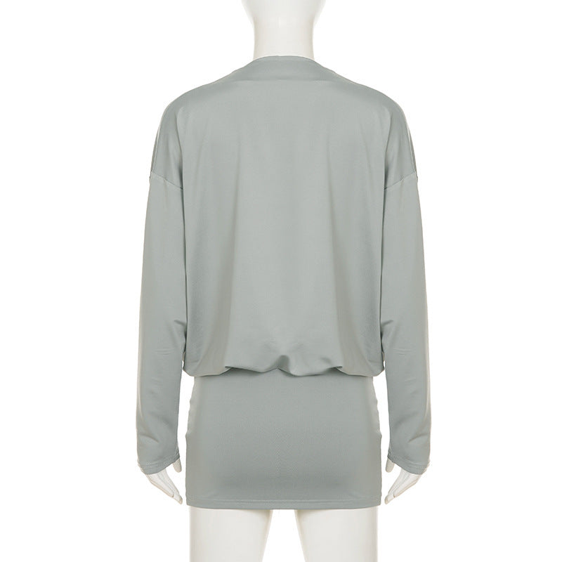 Women sexy V-neck long-sleeved bodycon dress 9