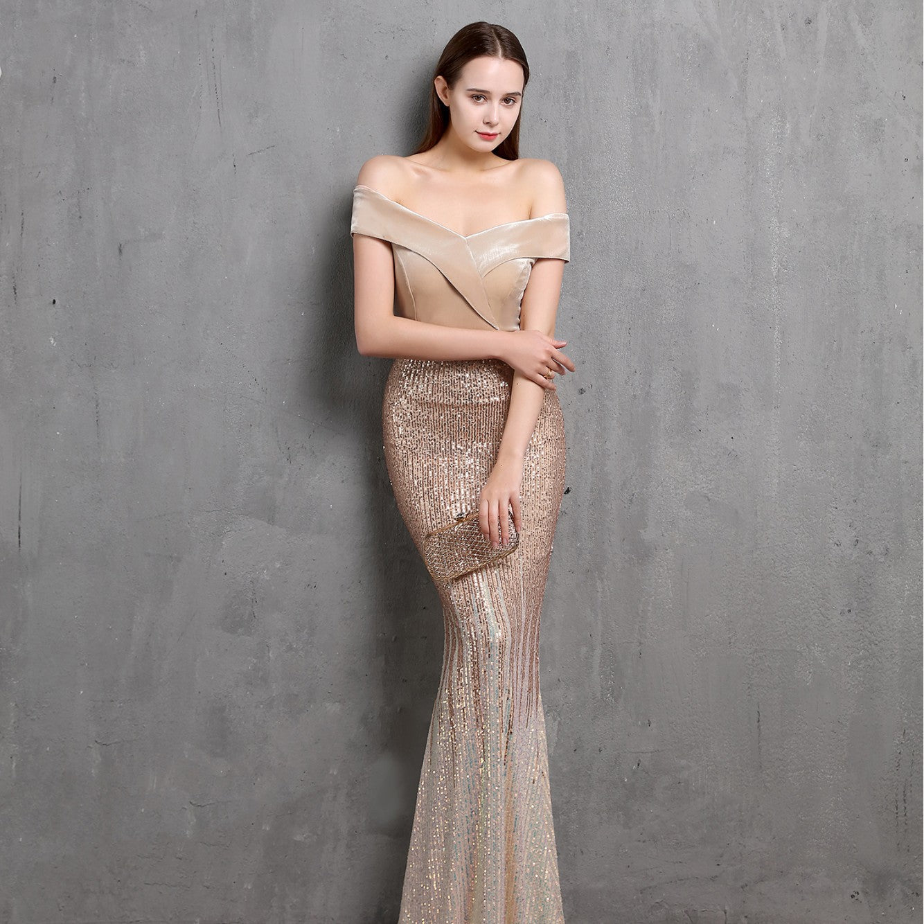 Summer Upper Strapless Sequin Mermaid Evening Dress 10