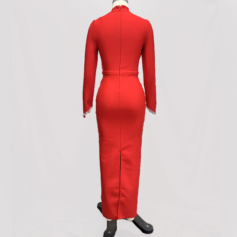 Women rhinestone chain bandage dress 10