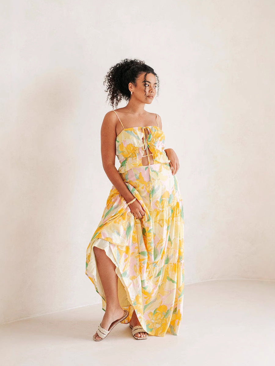 Women Holidays Print Sexy Ruffle Strap Dress 3