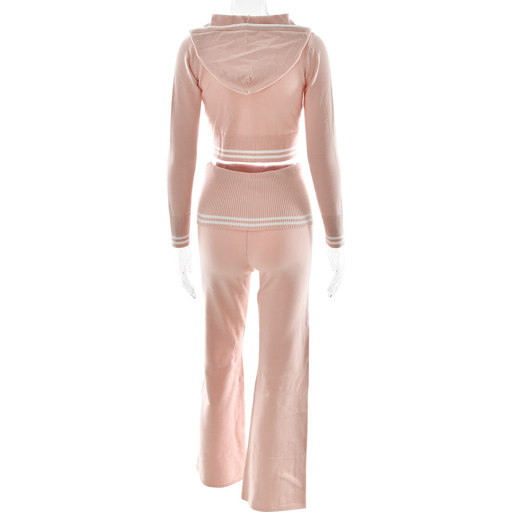 Women Autumn and Winter Knitting Top with Hood and Pants two-piece suit 10