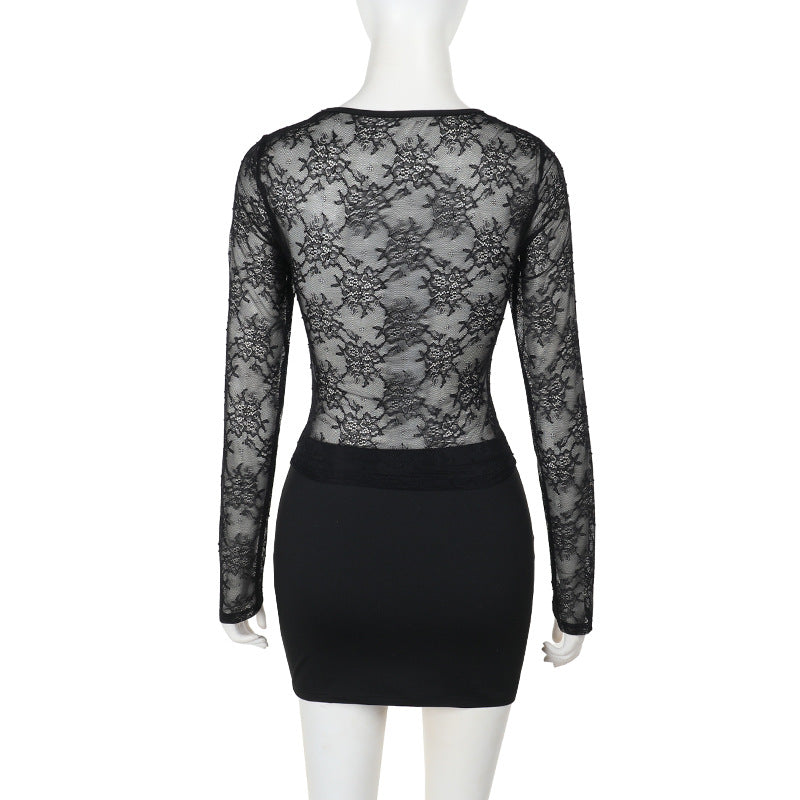 Women autumn lace Top and Skirt Two Piece Set 6