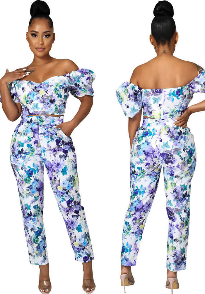 Women's Print Sexy Fashion Two-Piece Pants Set