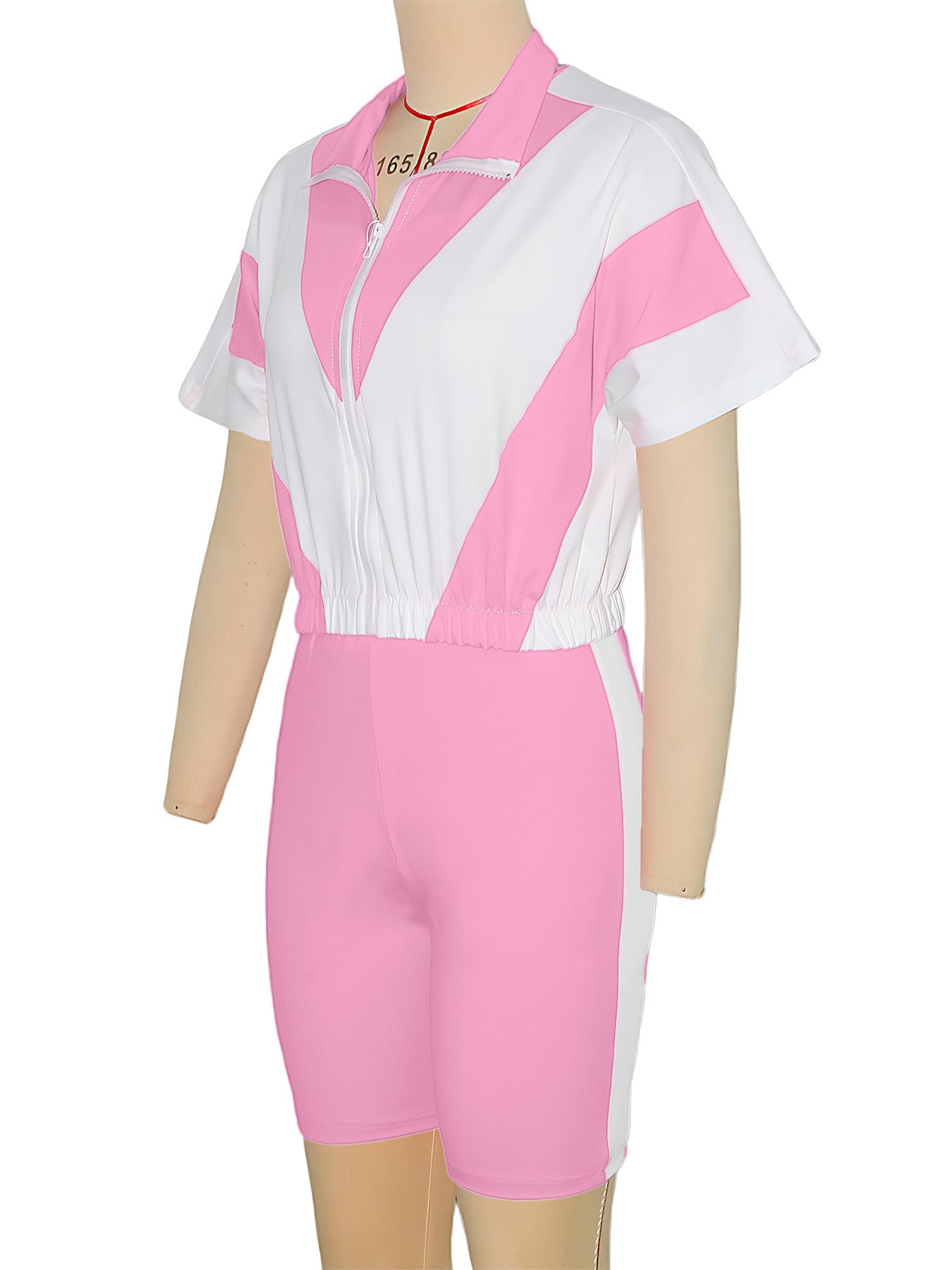 Women contrast color sports Casual short-sleeved Top and shorts two-piece set 26