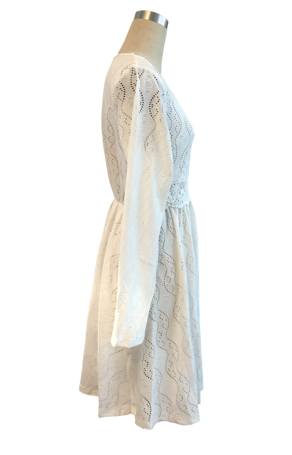 Elegant Women's Solid Lace Patchwork Mini Holidays Dress Sundress 9