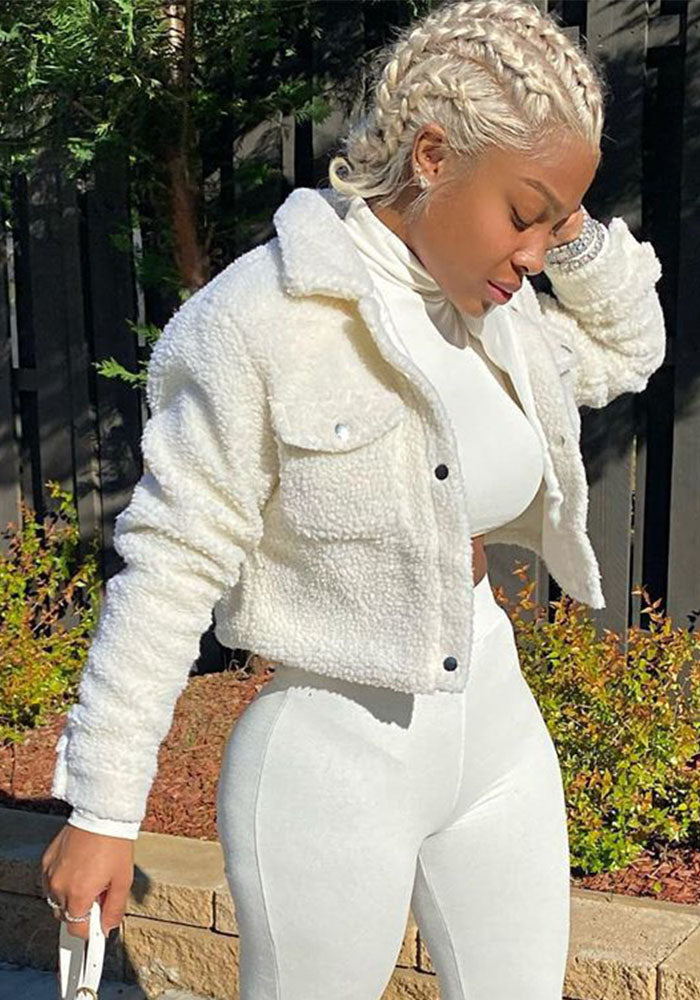 Women's Plush Solid Color Coat