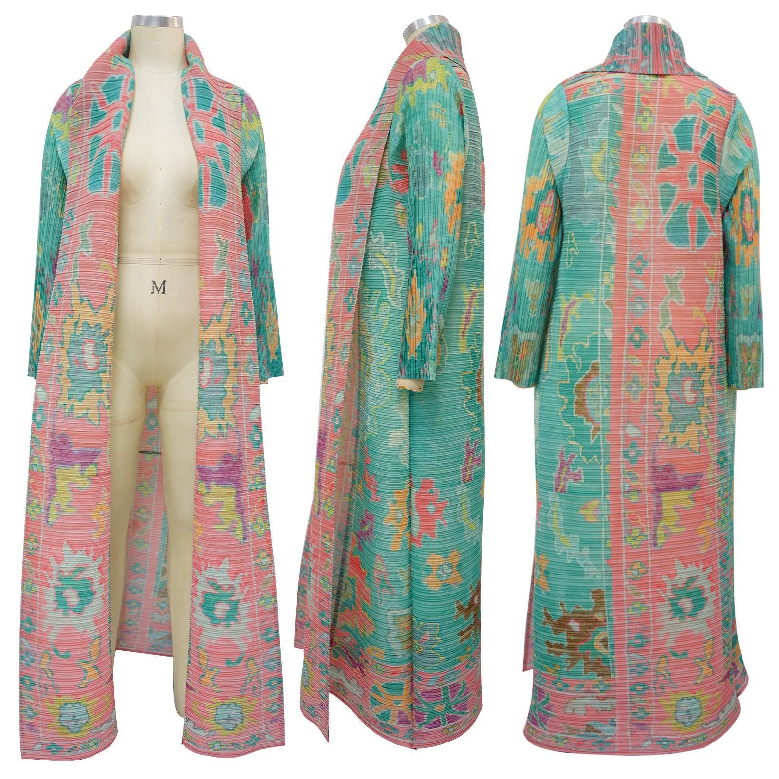 Pleated Printed Plus Size Long Jacket for Women 11