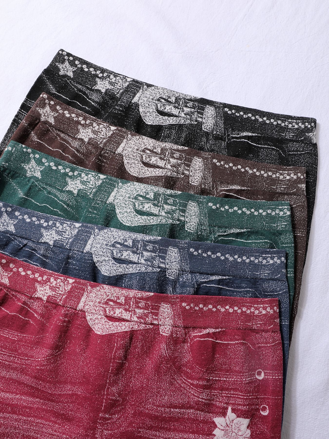 Seamless Simulated Denim Pattern Print Outdoor Wear High Stretch Mid-Rise Women's Square Leg Shorts 13