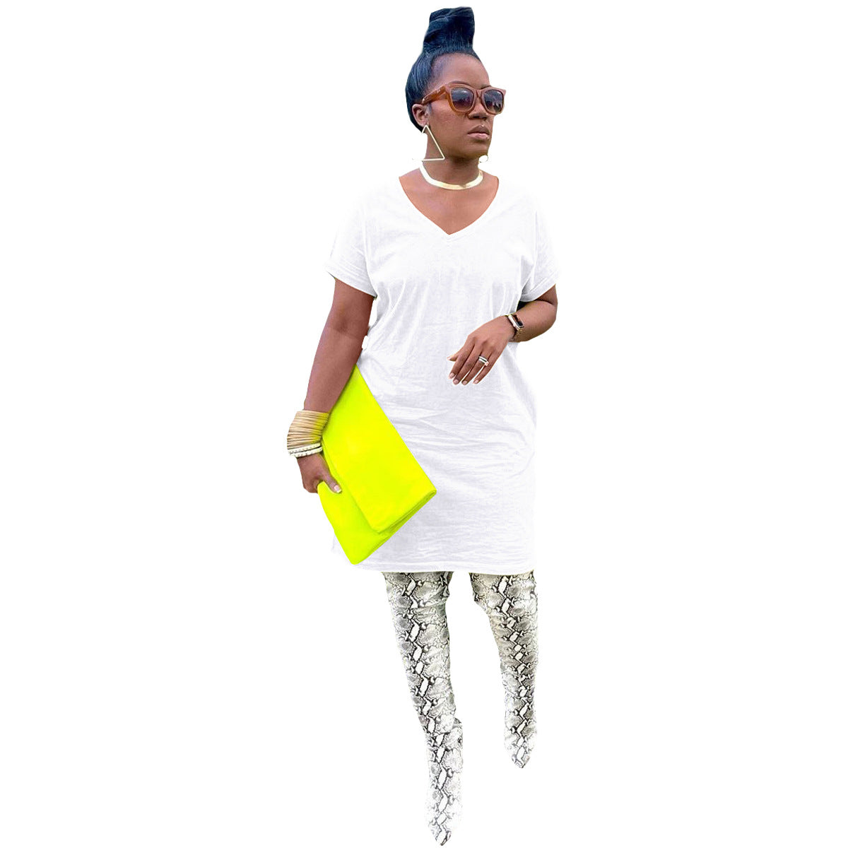 Women's V-Neck Solid Color Women's Fashion Dress 10