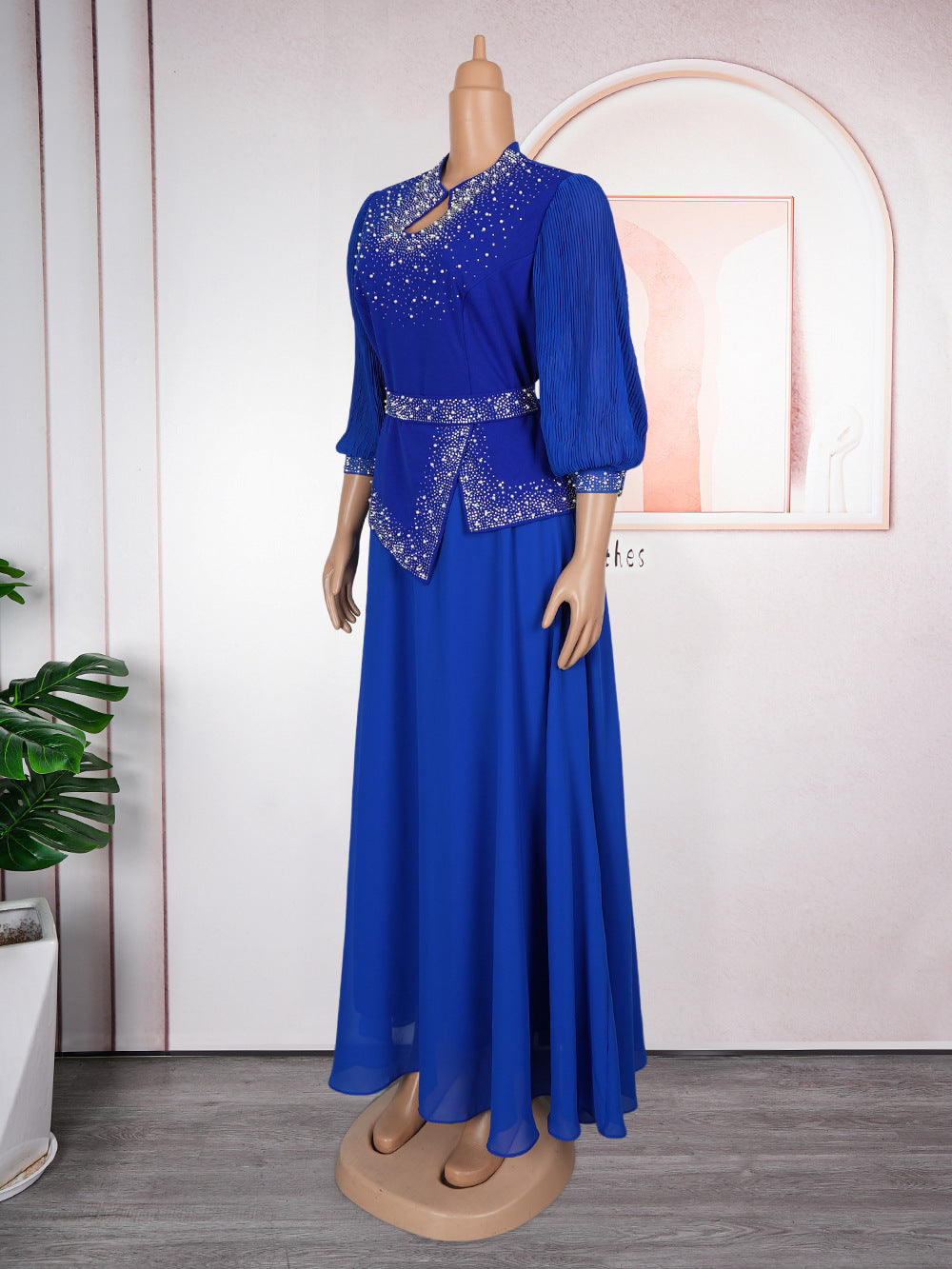 Career Women's Muslim Africa Beaded Fashion Plus Size Dress 11