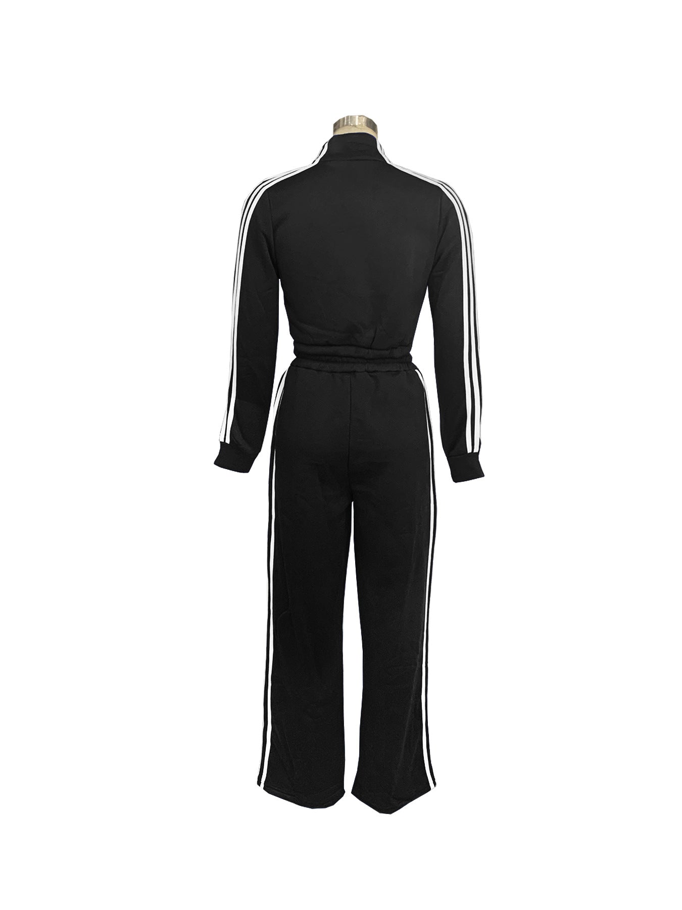 Women Autumn Striped Zipper Casual Top and Pant Set 25