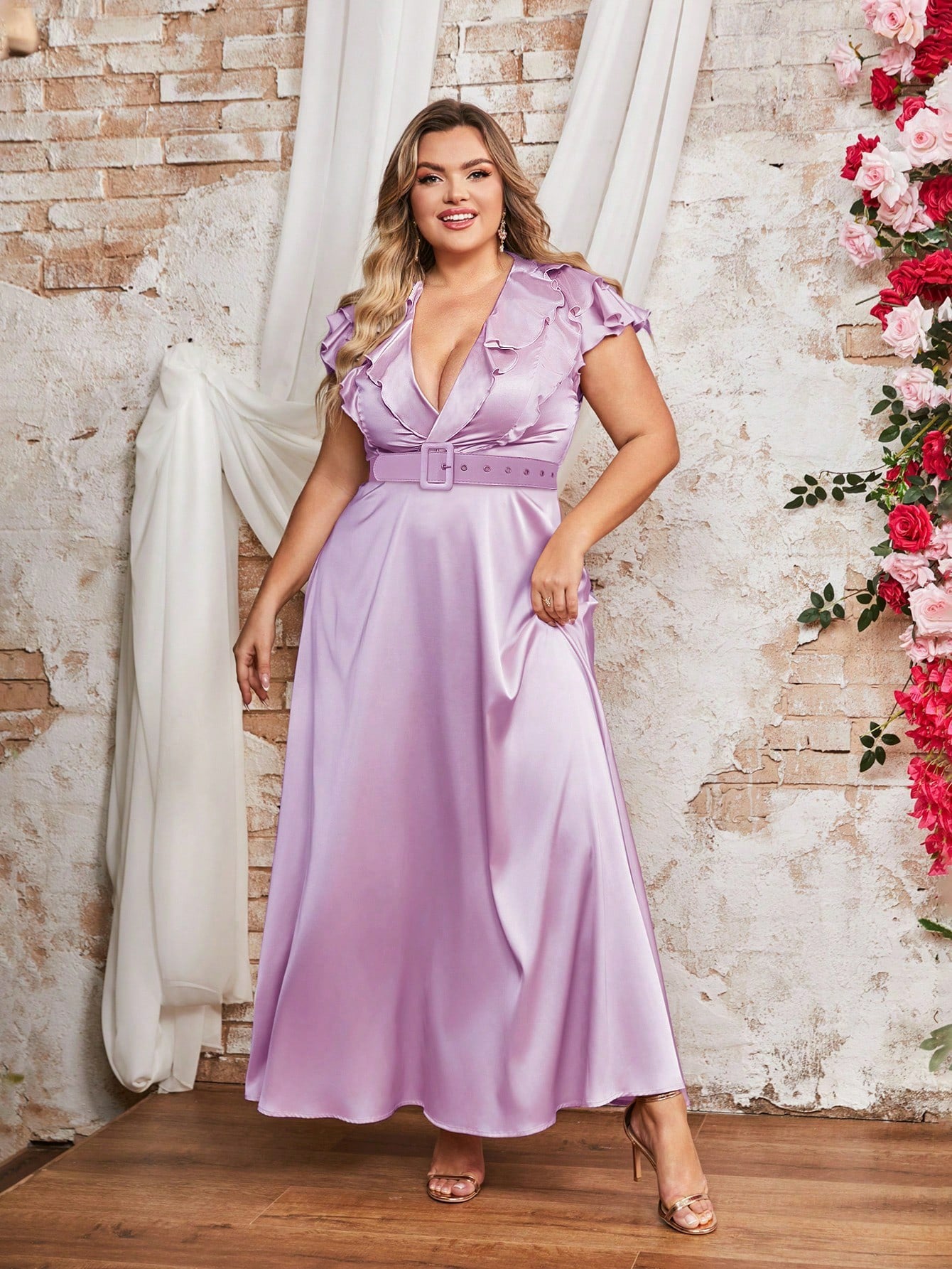 Summer Plus Size Women's Chic Ruffled Long Dress 5