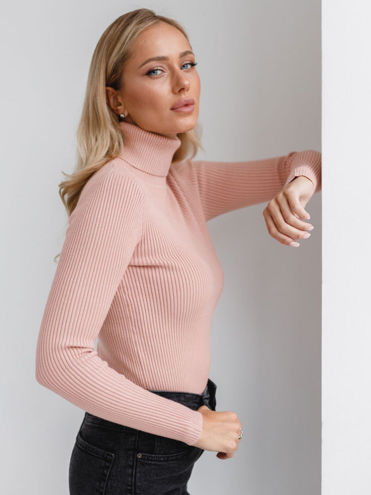 Autumn Turtleneck Pullover Sweater Knitting Basic Shirt For Women 28