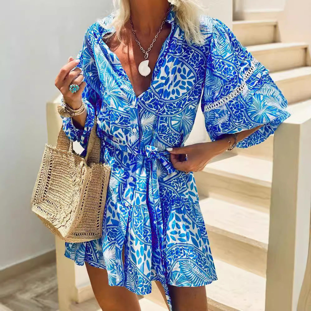 Spring Women's Fashion Print Beach Holidays Dress 4