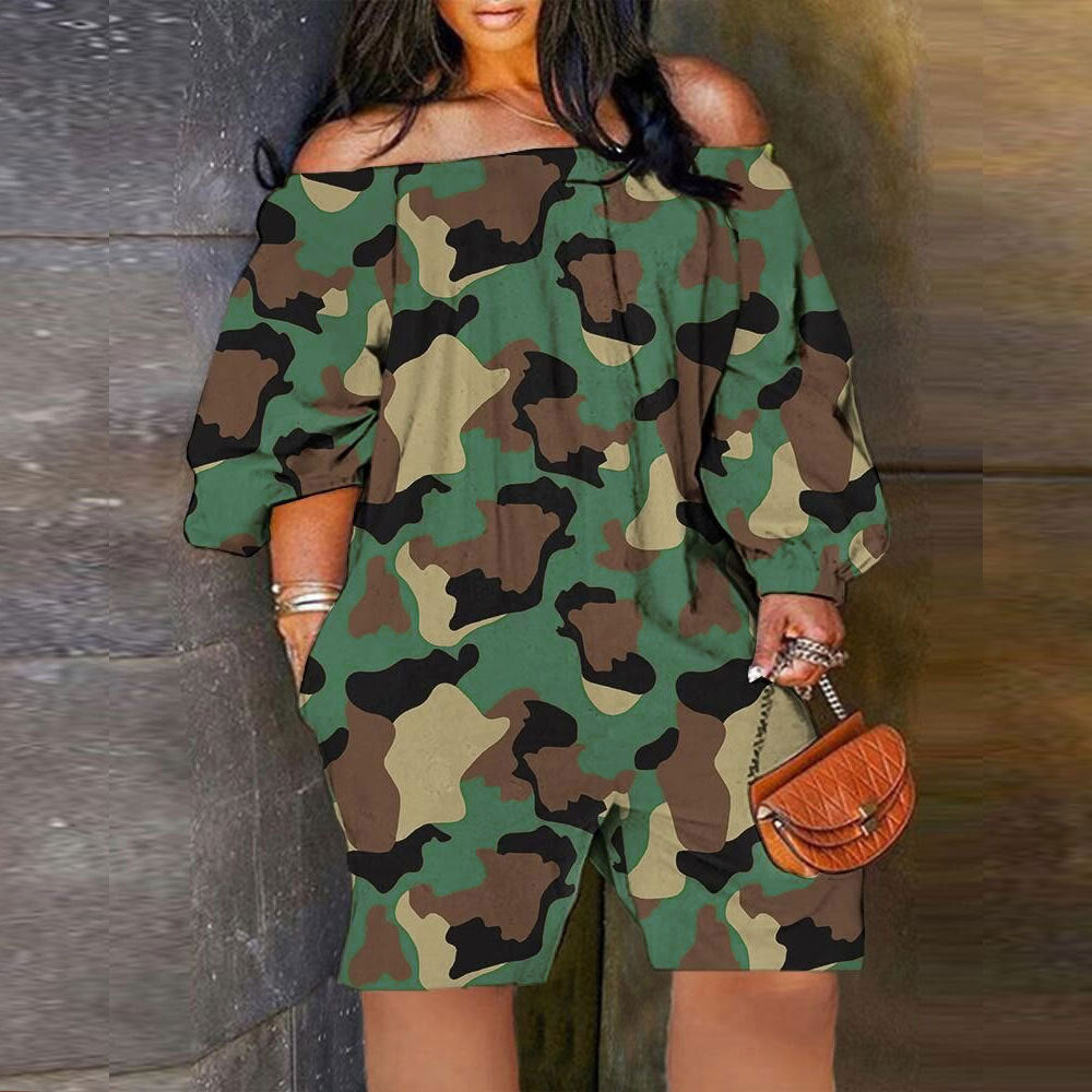 Sexy Casual Print Off Shoulder Plus Size Jumpsuit 3