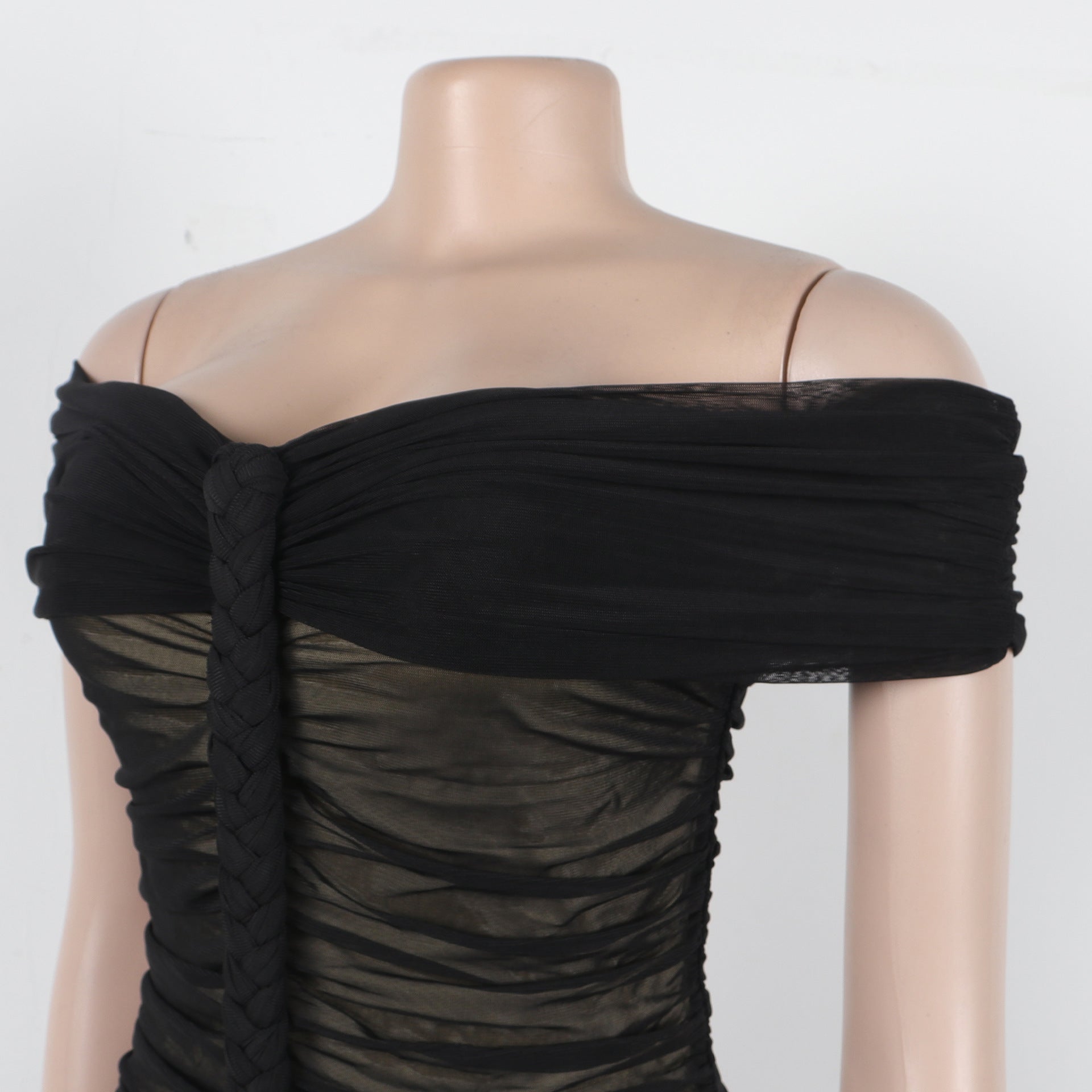 Women Sexy Pleated Mesh Dress 12