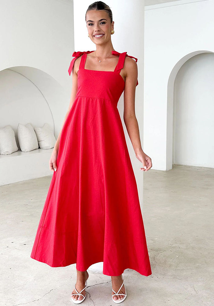 Solid Color Strap A-Line Casual Loose Dress