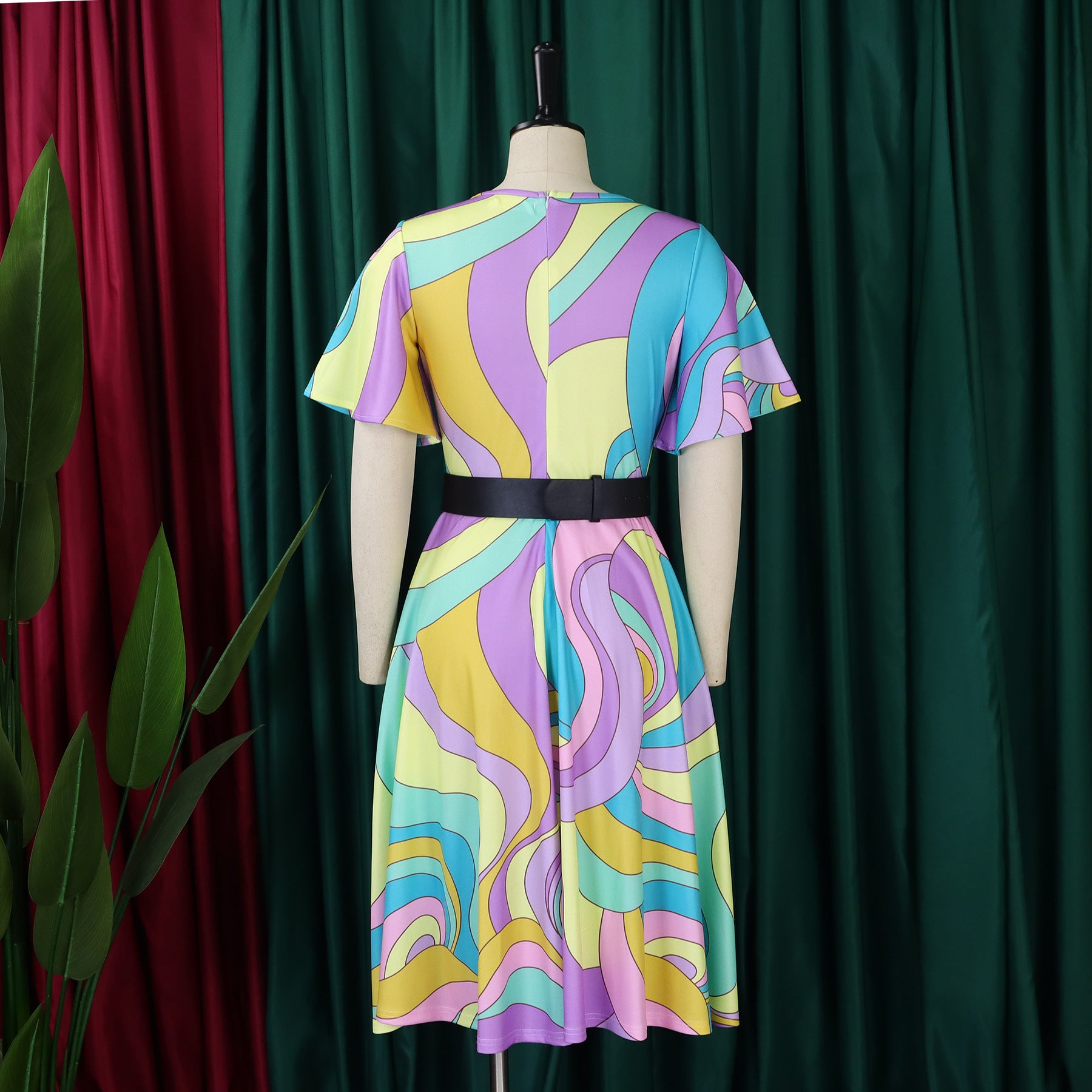 Plus Size African Women Lace Up Print Dress 18