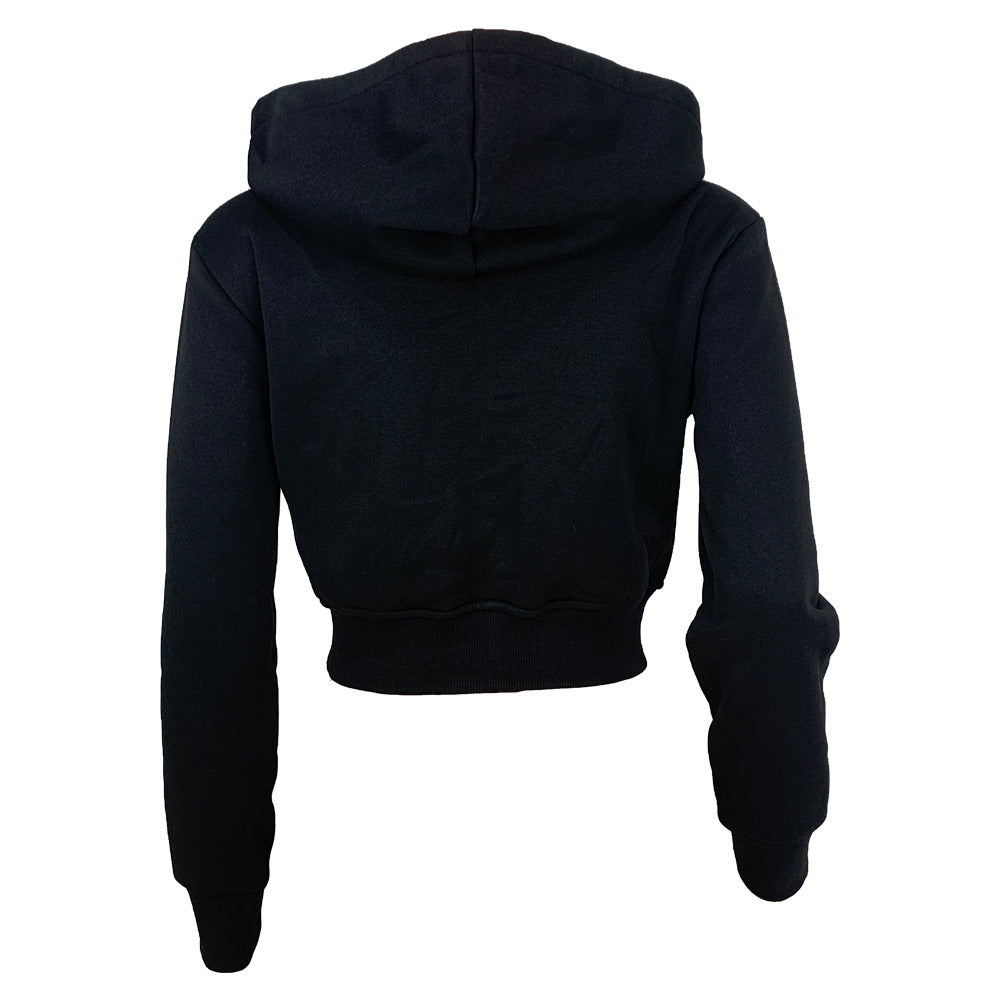 Women casual Rib Patchwork hooded zipper jacket 18