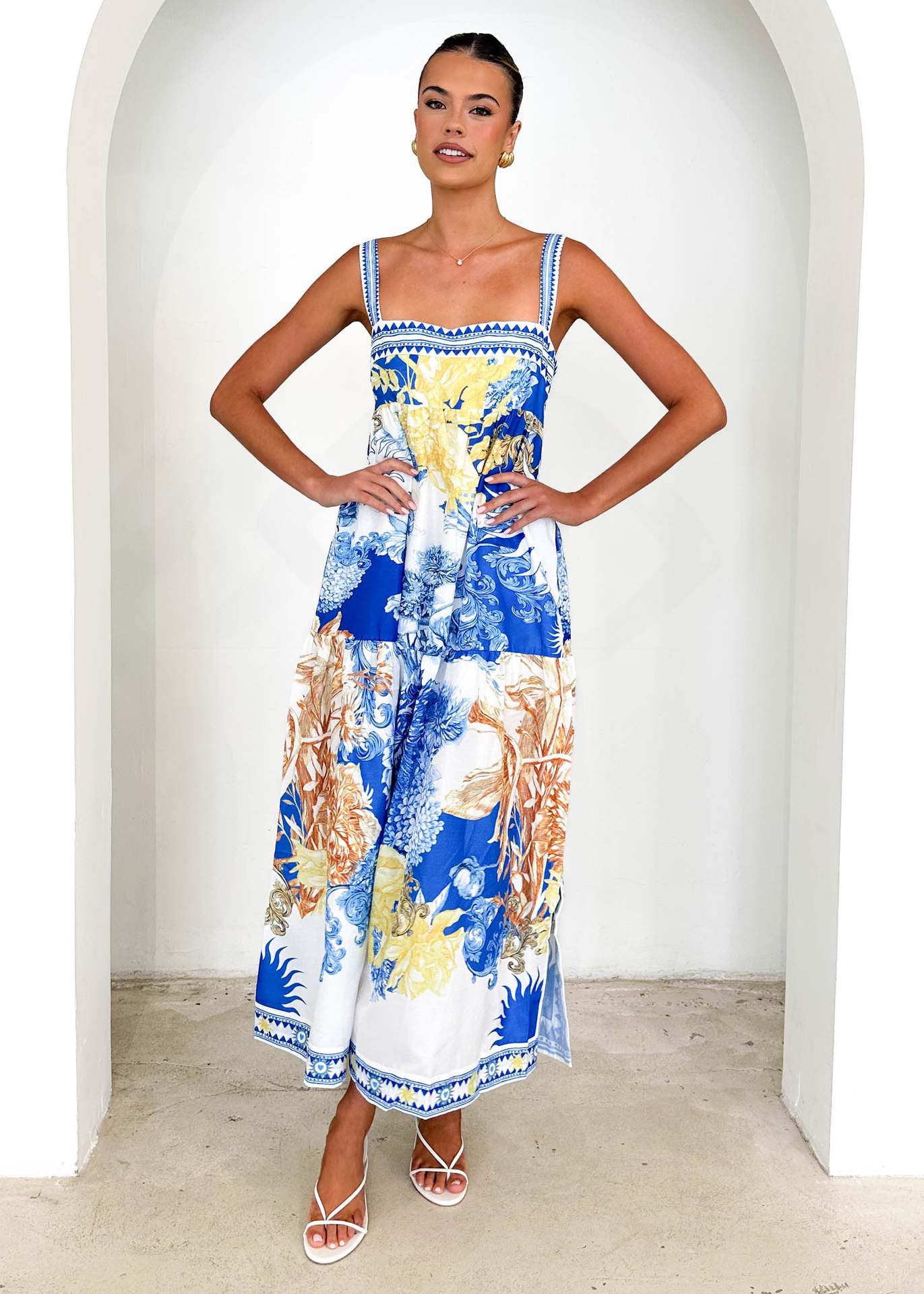 Summer Holiday Print Strap Maxi Dress