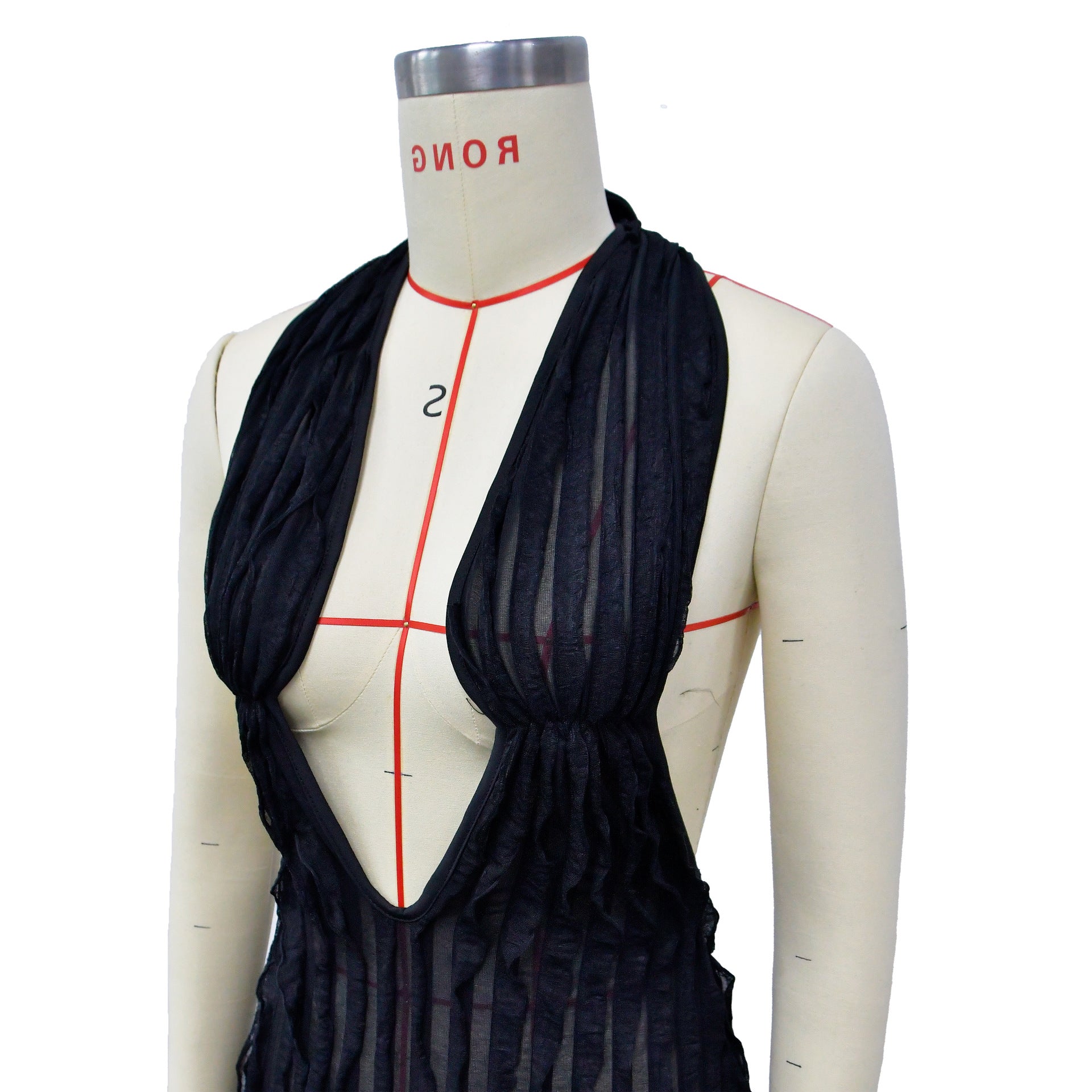 Women Solid Hollow Wave Pattern Dress 22