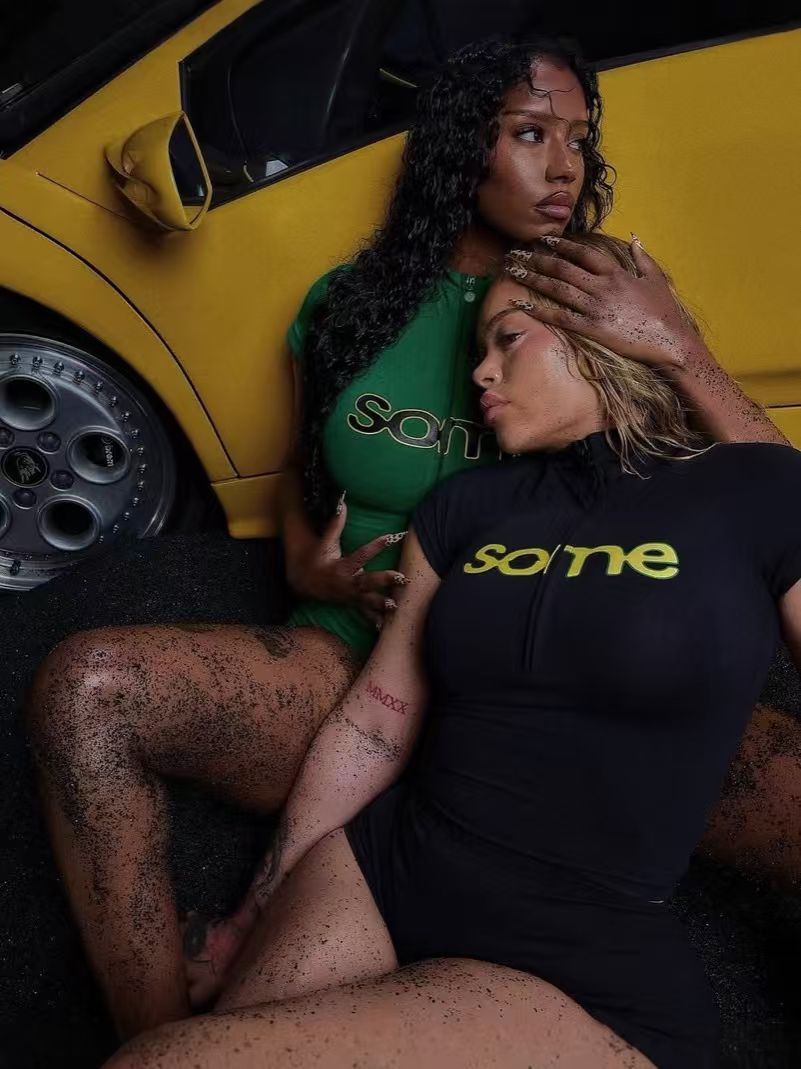 Women Summer Letter Printed Sexy Solid Top and Shorts Two-Piece Set 5