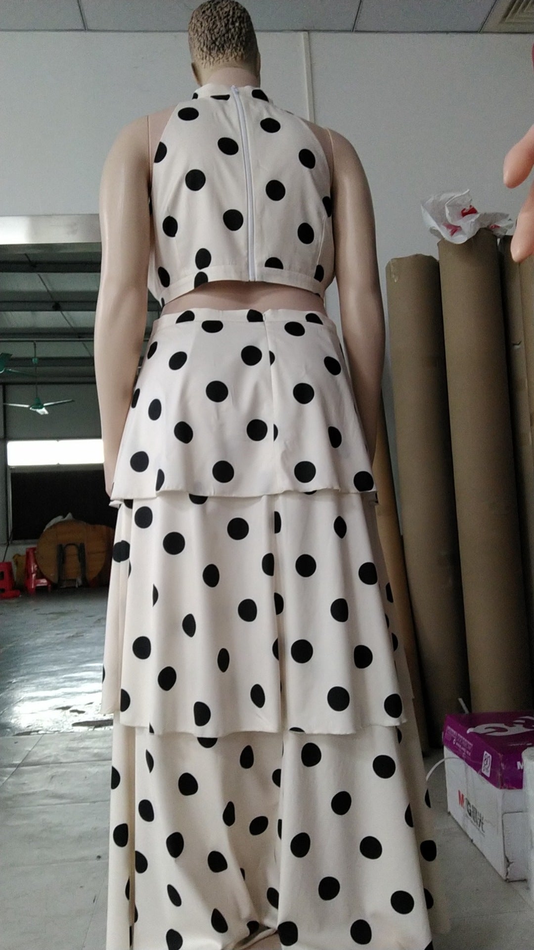 Women's Halter Neck Polka Dot High Waist Ruffle Fashion Skirt Set 7